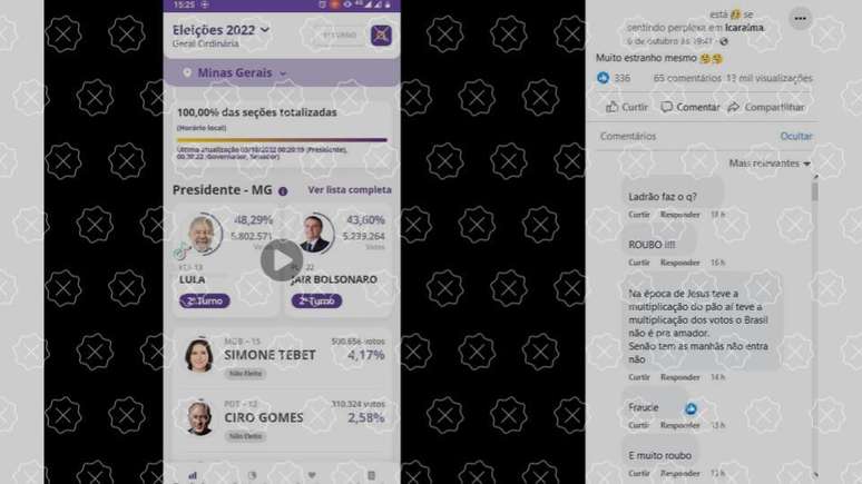 V&iacute;deo sugere, de maneira enganosa, que maior n&uacute;mero de votos para presidente seria fruto de alguma irregularidade nas elei&ccedil;&otilde;es de Uberaba