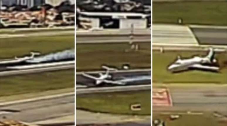 Novo v&iacute;deo mostra momento em que o avi&atilde;o derrapa na pista 