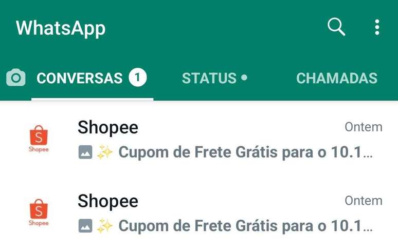 Spam da Shopee no WhatsApp/Reprodução