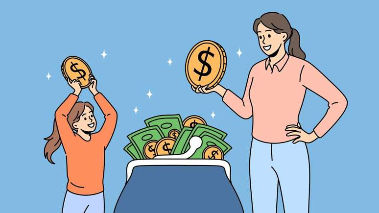 Ensine a criança sobre o valor do dinheiro e a importância de poupar – Foto: Shutterstock