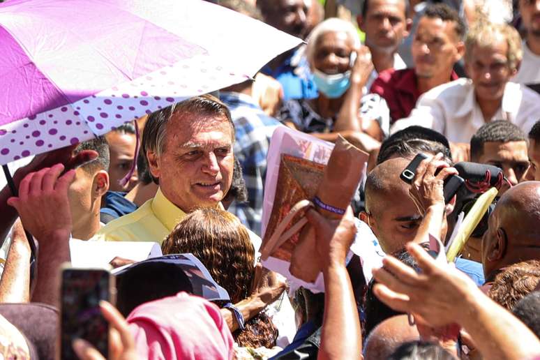 Jair Bolsonaro (PL) participou de um ato de campanha na Igreja Mundial do Poder de Deus, na capital mineira.