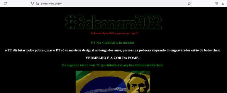 Site da bancada do PT da Câmara hackeado mostra imagens de Bolsonaro