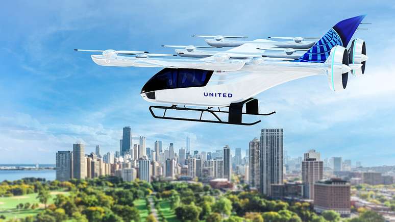 Modelo de eVTOL, ou "carro voador", da United