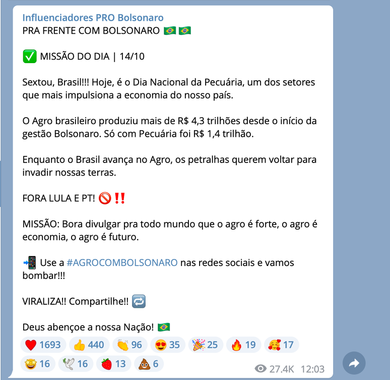 Print da missão do dia