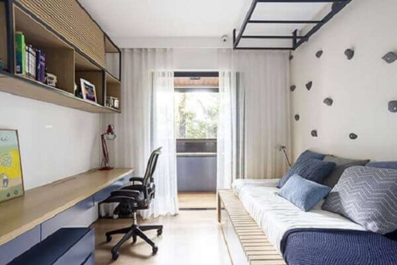 25. Quarto com cortina leve na cor branca &ndash; Foto Na Toca Design