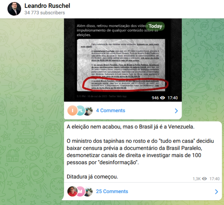 Reprodução / Telegram