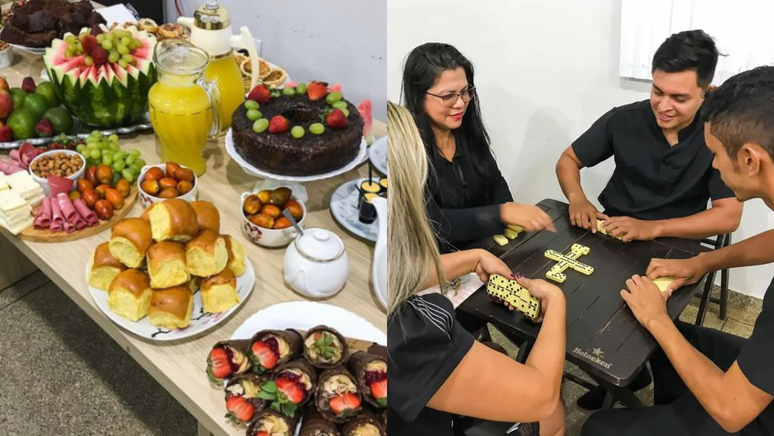 Para ser uma experiência completa, o enterro teve 'brunch' e dominó para aliviar o clima