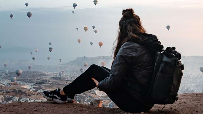 Uma das memórias favoritas de Katie desde que se tornou nômade digital foi passear em um balão de ar quente na Turquia