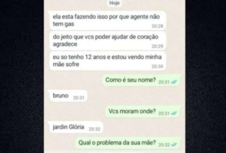 “Vendo minha mãe sofrer”, diz menino que pediu ajuda na internet para comprar gás