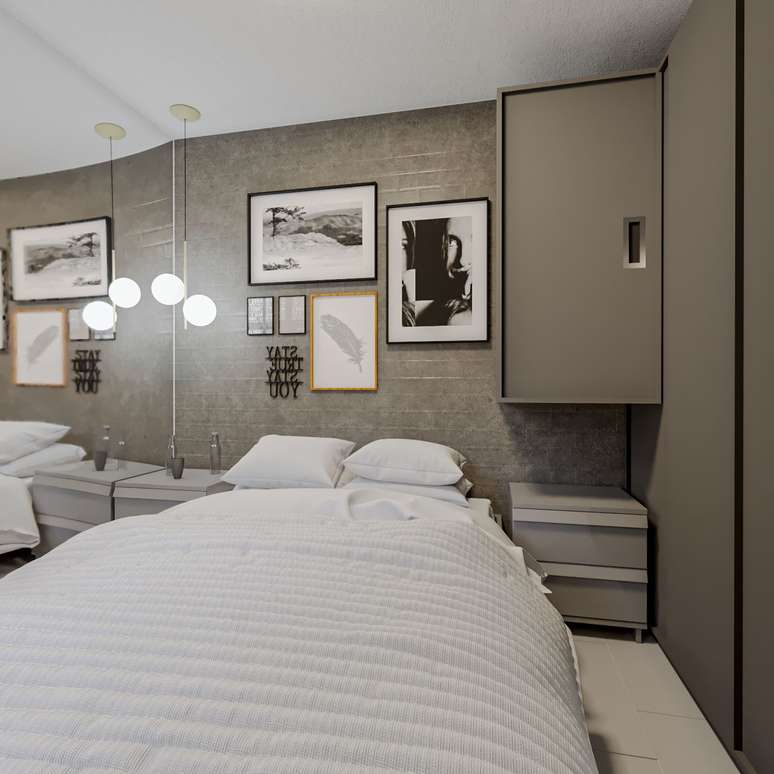 8. Decoração de quarto modulado pqueno com armário aereo e guarda roupa de correr – Foto Paulo Cesar Passuello