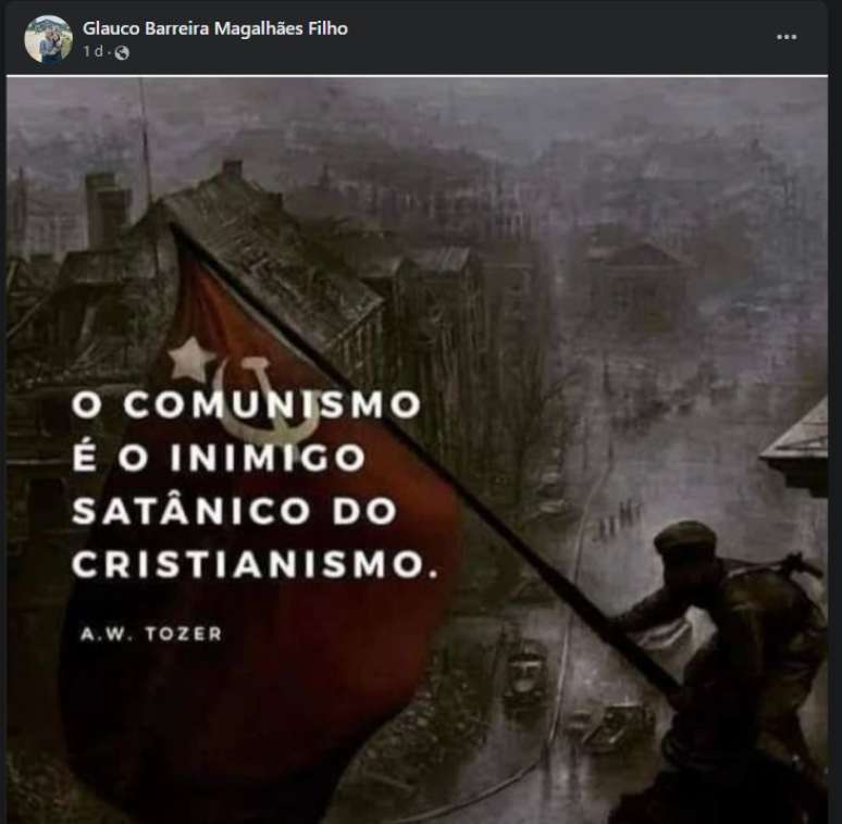 Reprodução de publicação do pastor