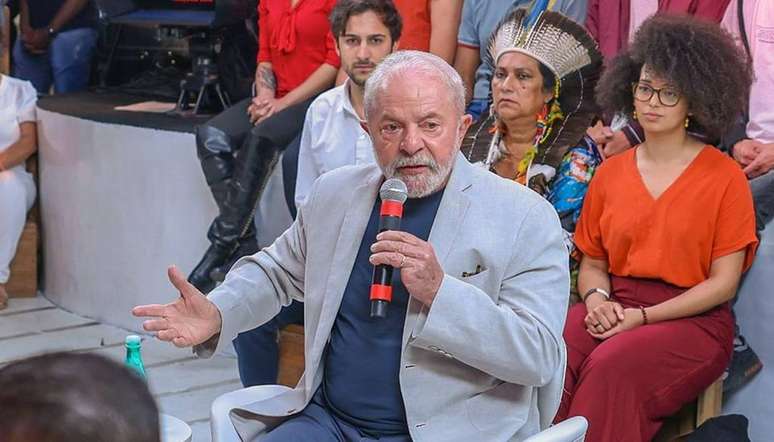 Lula em evento de campanha nesta quarta-feira, 26, em São Paulo.