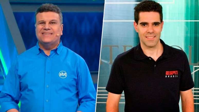 Téo José e Paulo Andrade serão os narradores, respectivamente, de SBT e ESPN (Foto: Reprodução/SBT/ESPN)