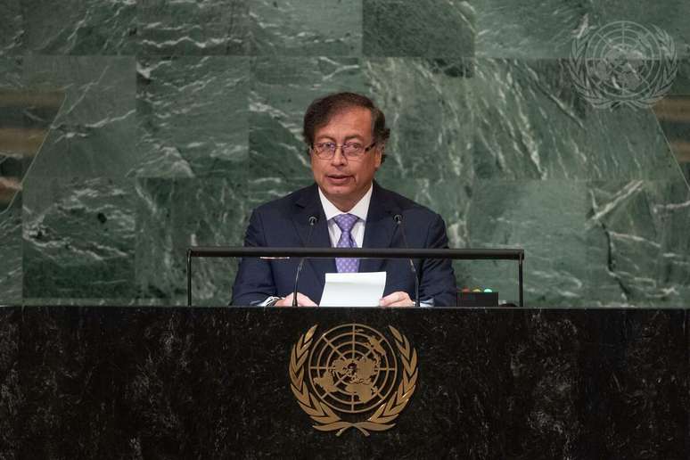 Gustavo Petro, presidente da Col&ocirc;mbia, em discurso na ONU. Foto: CIA Pak/ONU