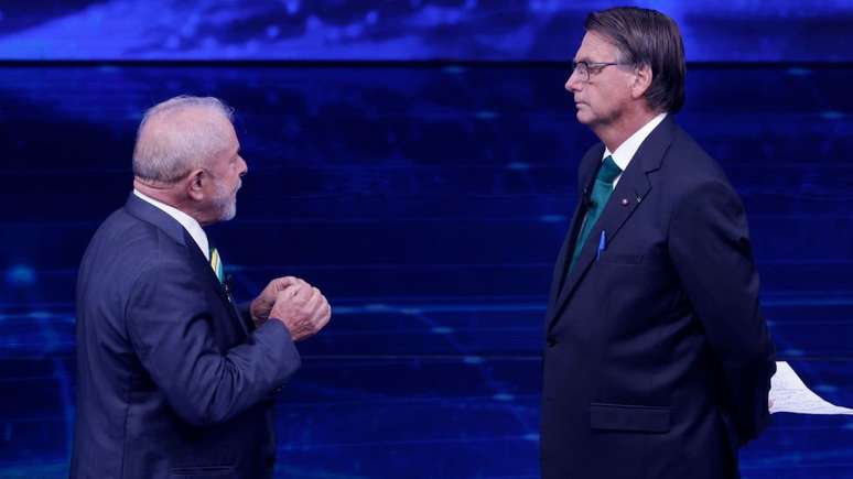 Lula e Bolsonaro do debate exibido pela Band, no dia 16 de outubro