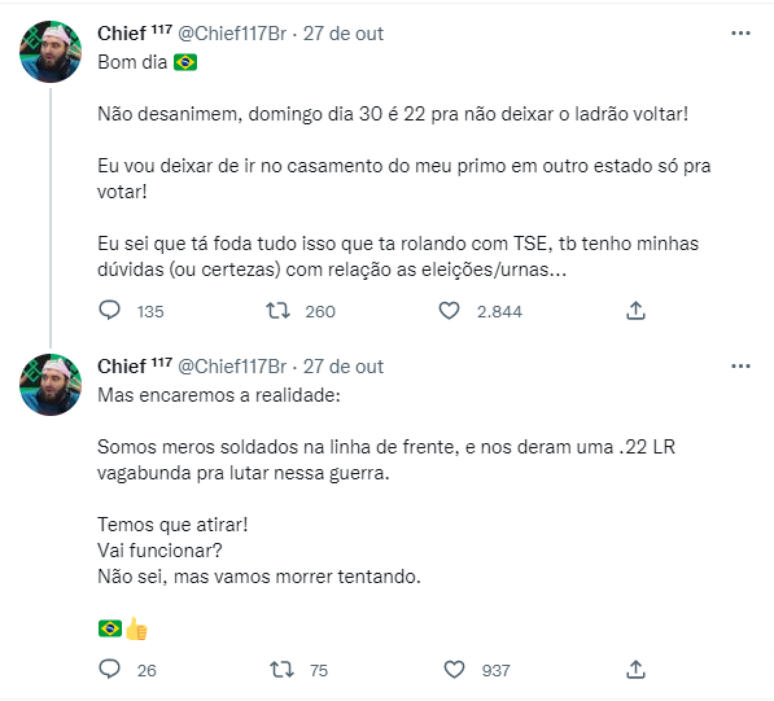 Apoiador de Bolsonaro, Chief foi acusado de racismo e nazismo.
