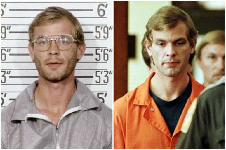 Jeffrey Dahmer em 1991, ao ser preso, e no julgamento: belo e monstruoso