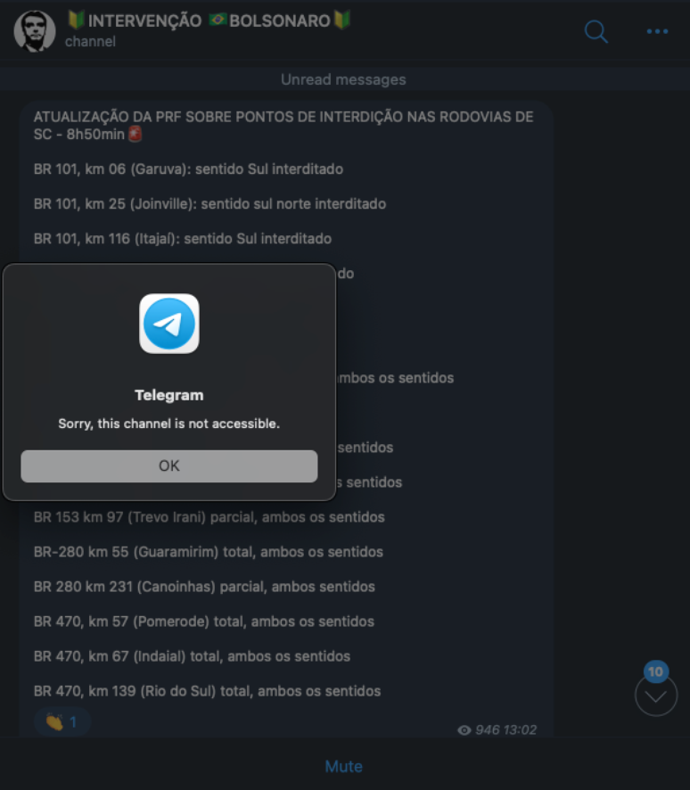 Telegram derruba dezenas de grupos sobre "paralisação geral"