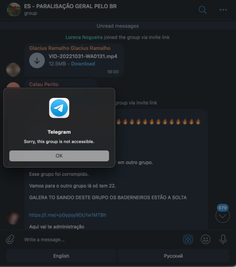 Telegram derruba dezenas de grupos sobre "paralisação geral"