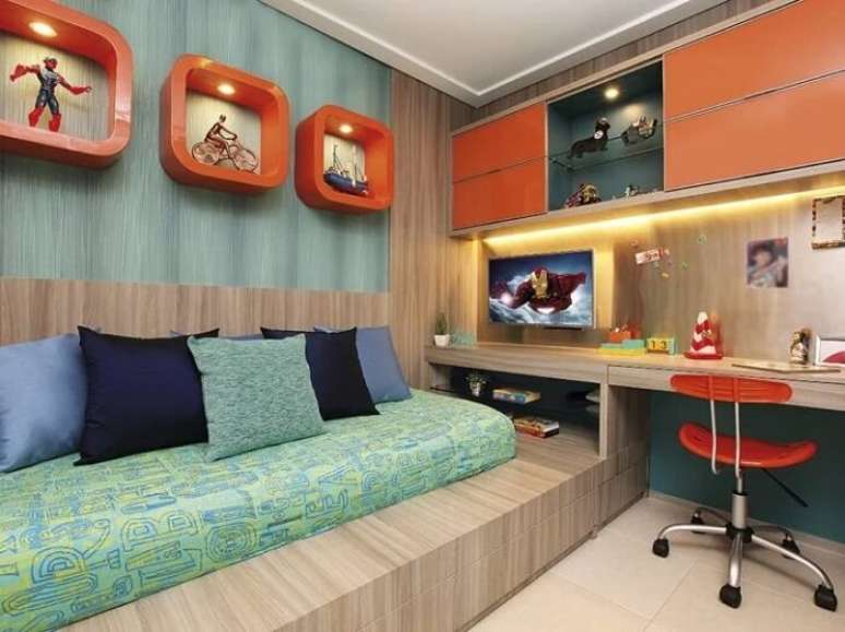 38. Modelos de camas baixas estilo oriental solteiro para quarto infantil. Fonte – Bruna Pontes e Marissa Prudente