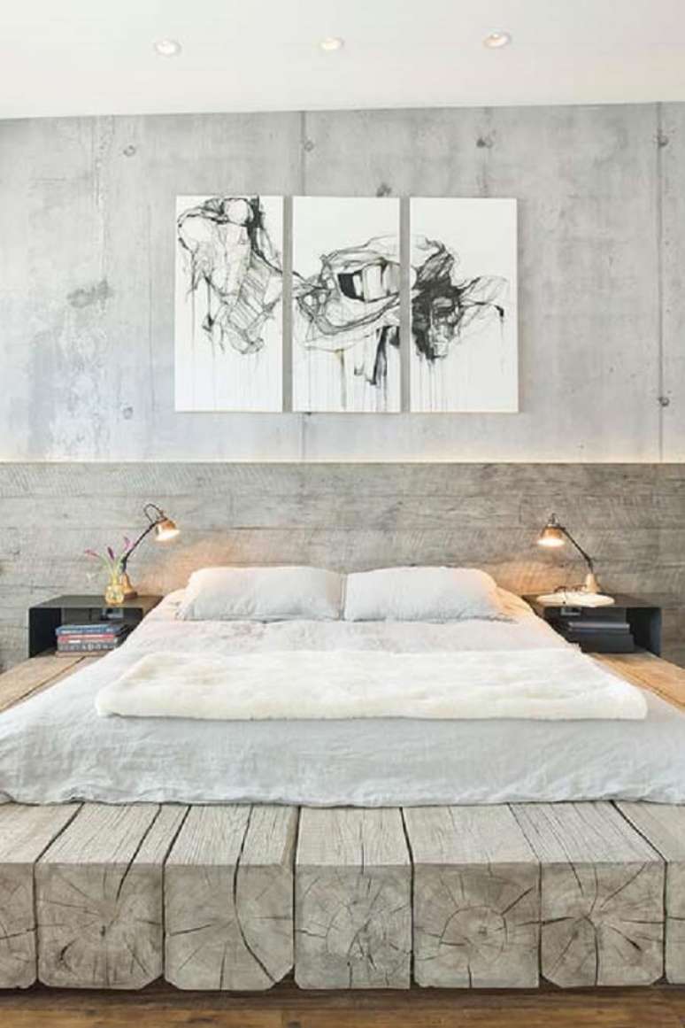 63. Cama oriental feita com base de toras de madeira. Fonte – Decor Fácil