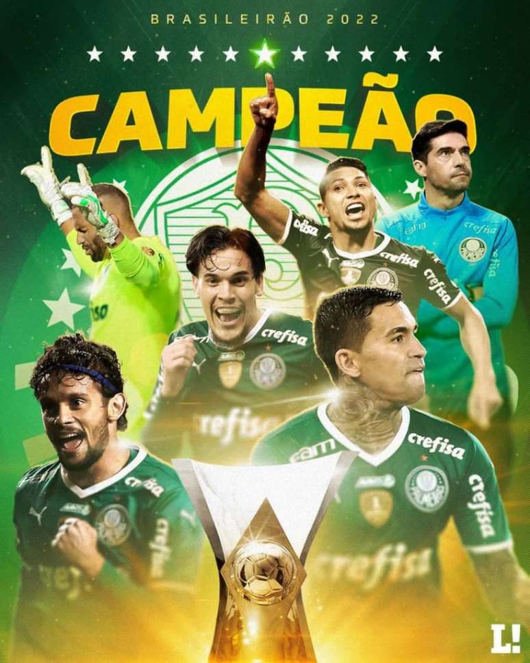 Palmeiras foi campeão brasileiro de 2022 sem precisar entrar em campo nesta quarta-feira (Arte: Lance!)