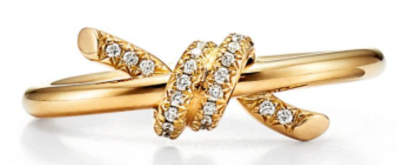 Anel Tiffany Knot em ouro amarelo e diamantes 