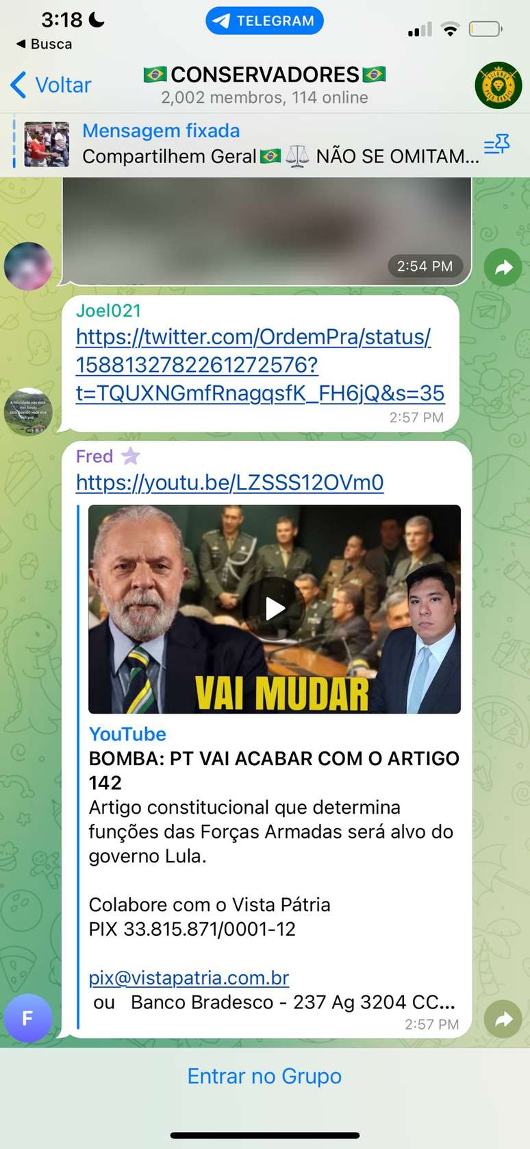 Bolsonaristas usam números internacionais para acessar canais derrubados pelo TSE