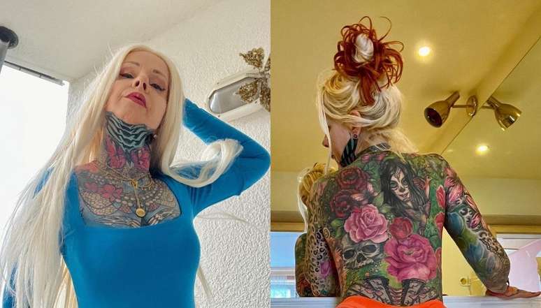 Modelo alem&atilde; mostra tatuagens
