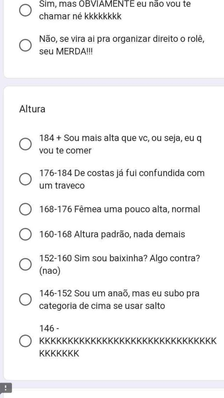 Pessoa usa termo pejorativo nas respostas