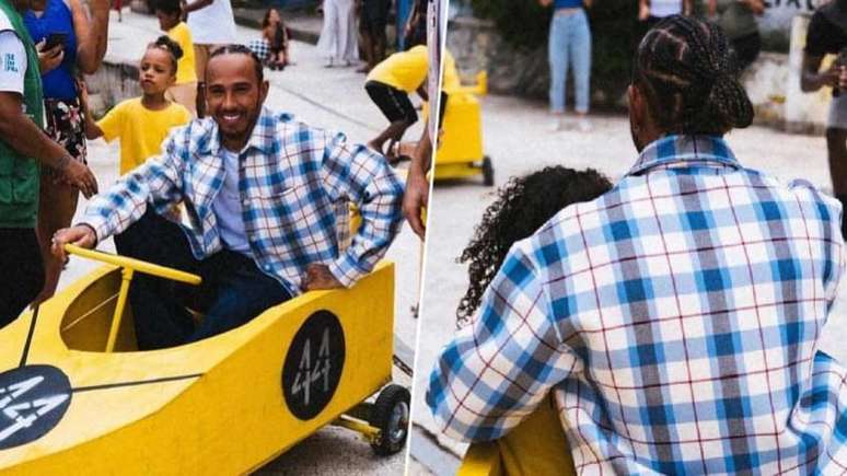 Hamiltou se divertiu em visita ao Morro da Providência, no Rio de Janeiro (Reprodução/Instagram)
