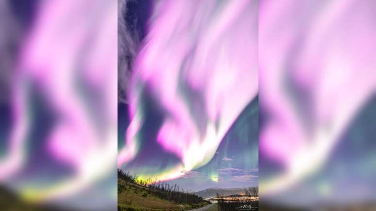 As auroras cor-de-rosa aconteceram nos céus da Noruega