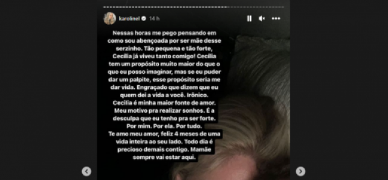 Karoline Lima posta mensagem para filha (Foto: Reprodução/Instagram)