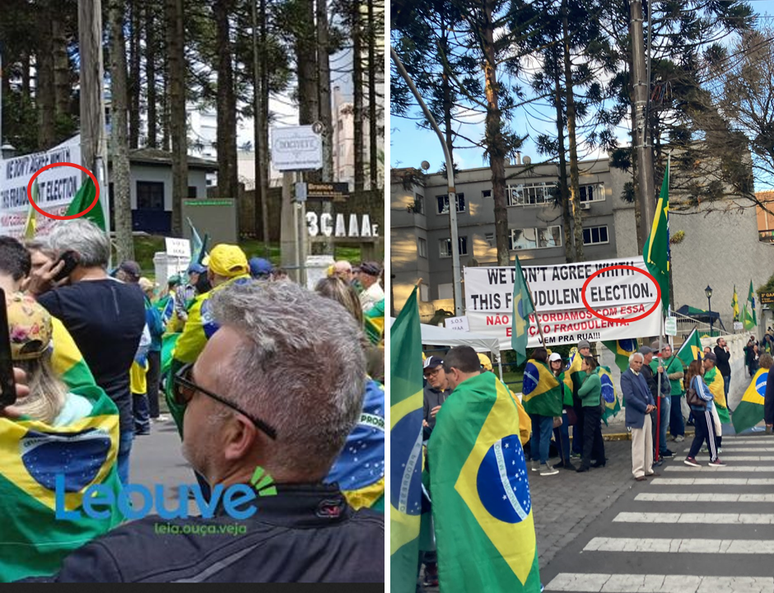Dois registros diferentes do mesmo cartaz mostram que palavra &ldquo;election&rdquo; estava escrita corretamente