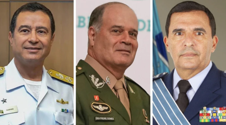 Os comandantes Almir Garnier Santos, Marco Antônio Freire Gomes e Carlos de Almeida Baptista Junior