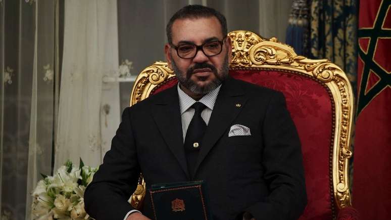 O rei do Marrocos, o rei Mohamed 6&ordm;, no pal&aacute;cio real de Rabat em fevereiro de 2019