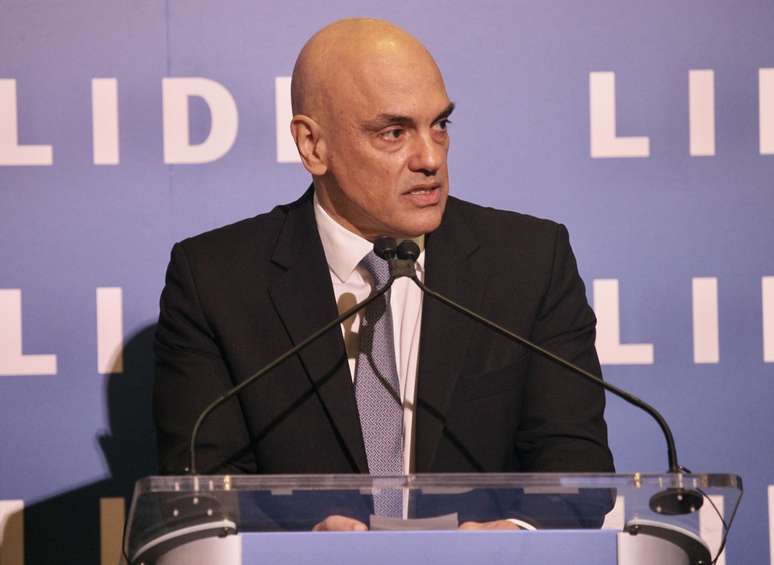 O ministro do Supremo Tribunal Federal (STF), Alexandre de Moraes, fala durante conferência organizada pelo Lide - Grupo de Líderes Empresariais - que acontece hoje, 14, e amanhã, 15, no Harvard Club, em Nova York, nos Estados Unidos. 