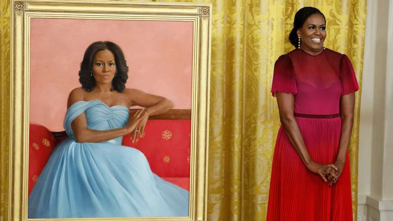 Michelle Obama visitou a Casa Branca para inaugurar seu retrato em setembro