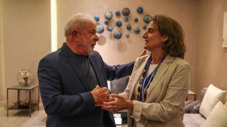 Lula está se encontrando com diversas autoridades na conferência, entre elas a ministra do meio ambiente da Espanha, Teresa Ribera