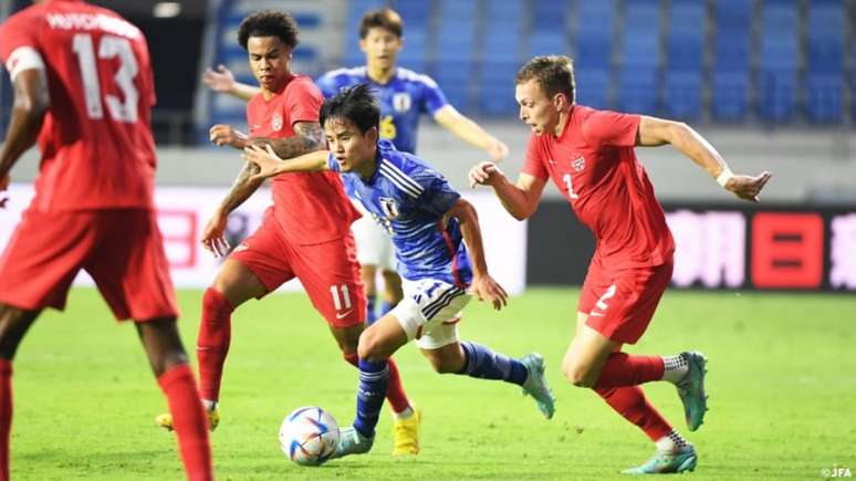 Japoneses e canadenses se enfrentaram em amistoso na tarde desta quinta (Foto: Twitter/JFA)