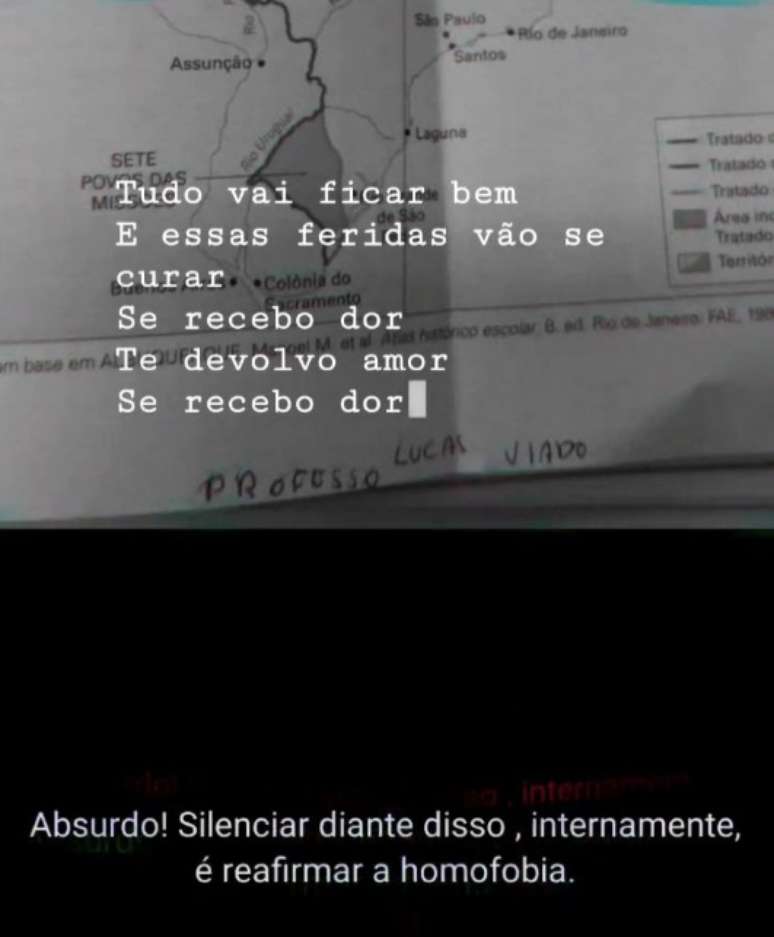 O professor decidiu compartilhar no grupo da escola após não ter retorno da coordenação