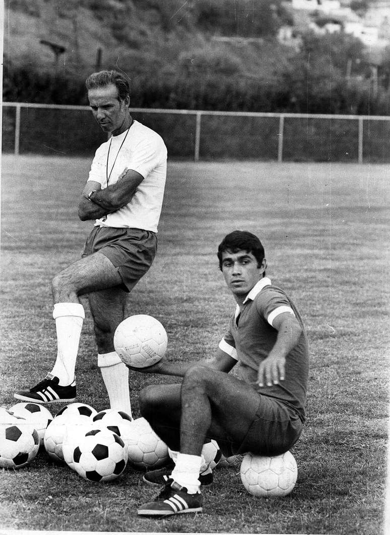 Clodoaldo e Zagallo em preparação para a Copa de 70