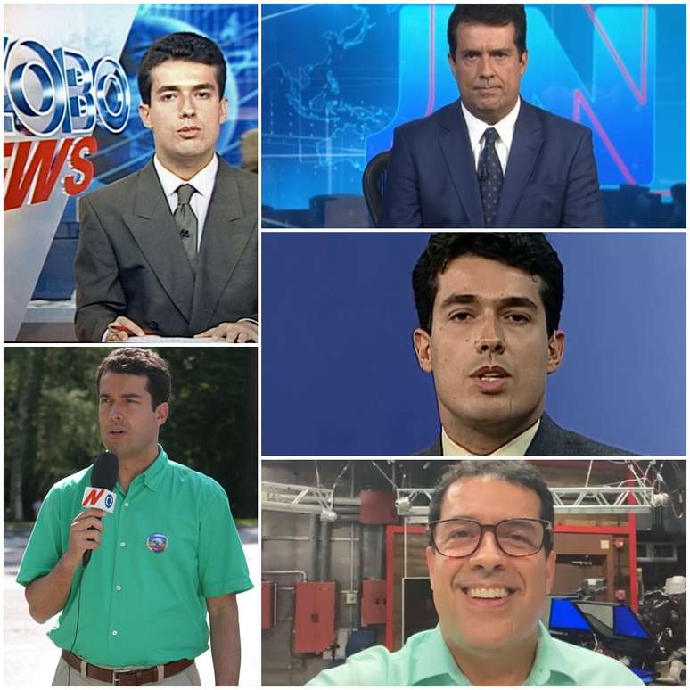 André Trigueiro em diferentes fases ao longo de quase 3 décadas no jornalismo da Globo