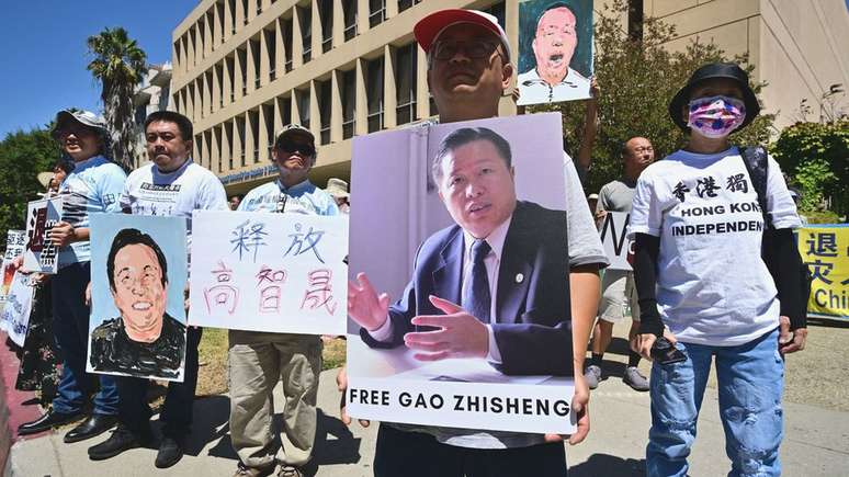 Ativistas em Los Angeles pedem a libertação da Gao Zhisheng 5 anos depois de seu desaparecimento, em agosto de 2022