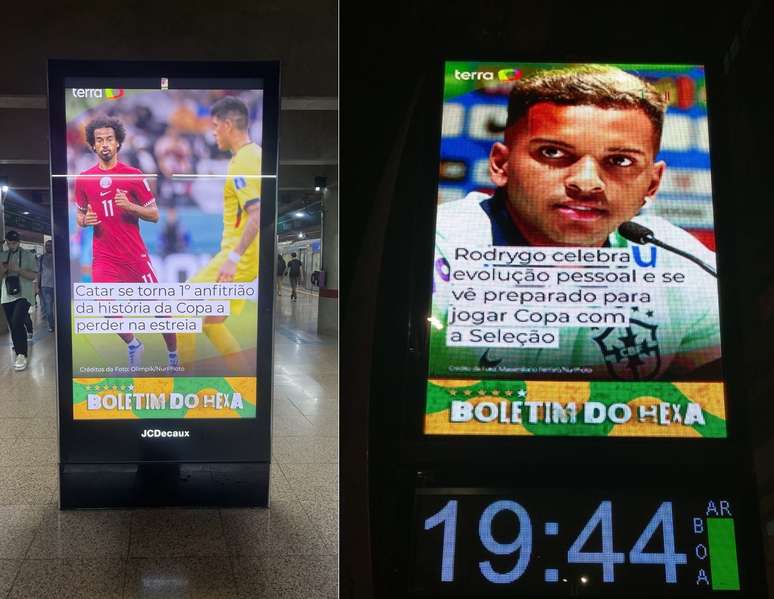 Painéis do metrô e relógios digitais terão notícias da Copa do Mundo assinadas pelo Terra