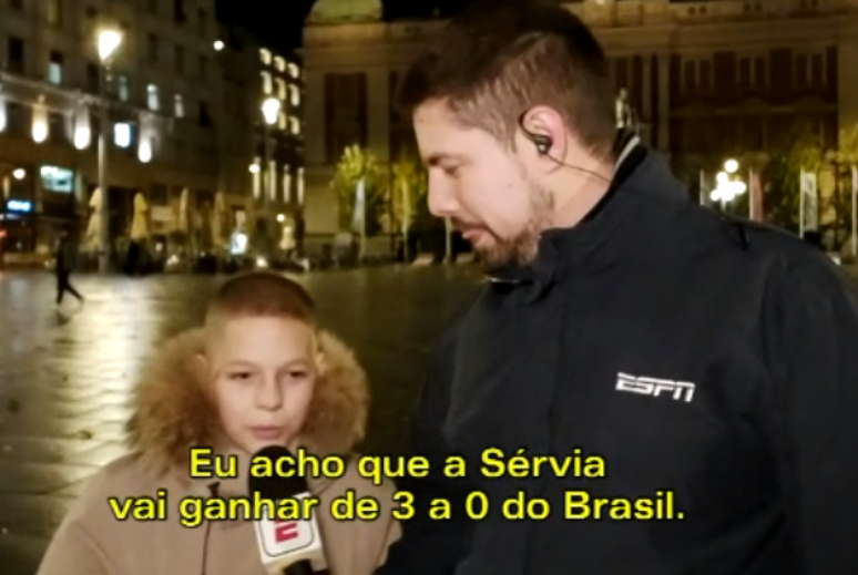 Criança diz que Sérvia vence o Brasil e provoca Neymar: "Vai chorar igual bebê"