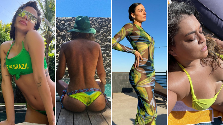 Famosas com moda praia da Copa 