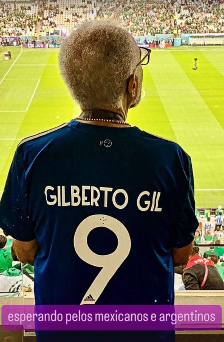 Gilberto Gil durante partida entre Argentina e México na Copa do Mundo (Foto: Instagran/Gilberto Gil)