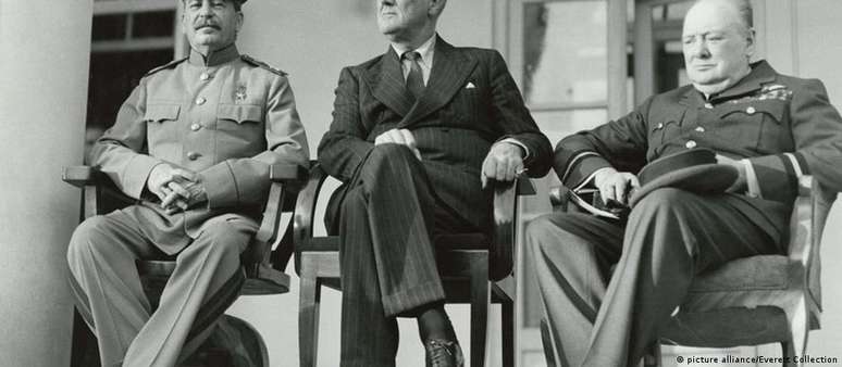 Josef Stalin Franklin Roosevelt e Winston Churchill 