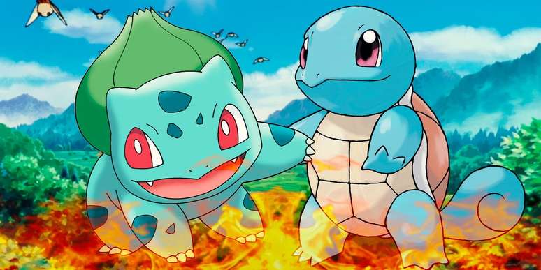 Pokémons iniciais Bulbasaur, Charmander e Squirtle | Pixel Art